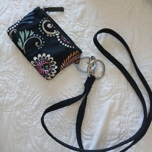 Vera Bradley Id holder, floral wristlet with strap